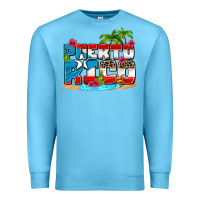 Ocean Blue puerto rico and flowers with frog Premium Sweatshirt - AdoDesignShop