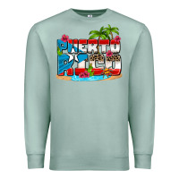 Seafoam puerto rico and flowers with frog Premium Sweatshirt - AdoDesignShop