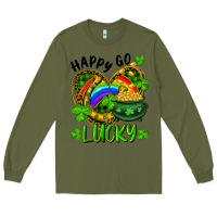 Army Green Happy Go Lucky Pot Of Gold And Rainbow Heart Long Sleeve Tee - RanaPortraitStore