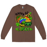 Chestnut Happy Go Lucky Pot Of Gold And Rainbow Heart Long Sleeve Tee - RanaPortraitStore