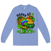 Colony Blue Happy Go Lucky Pot Of Gold And Rainbow Heart Long Sleeve Tee - RanaPortraitStore