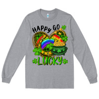 Heather Grey Happy Go Lucky Pot Of Gold And Rainbow Heart Long Sleeve Tee - RanaPortraitStore