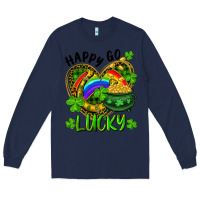Navy Happy Go Lucky Pot Of Gold And Rainbow Heart Long Sleeve Tee - RanaPortraitStore