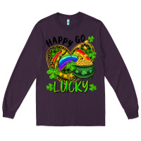 Plum Happy Go Lucky Pot Of Gold And Rainbow Heart Long Sleeve Tee - RanaPortraitStore