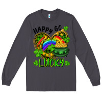 Smoke Happy Go Lucky Pot Of Gold And Rainbow Heart Long Sleeve Tee - RanaPortraitStore