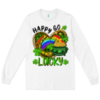 White Happy Go Lucky Pot Of Gold And Rainbow Heart Long Sleeve Tee - RanaPortraitStore
