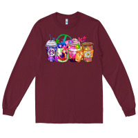 Burgundy hippie coffee cups Long Sleeve Tee - Zillion Design Studio