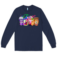 Navy hippie coffee cups Long Sleeve Tee - Zillion Design Studio