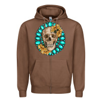 Chestnut skull with gemstone and sunflower Zipper Hoodie - RanaPortraitStore
