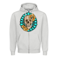 Skull With Gemstone And Sunflower Zipper Hoodie | Teevron