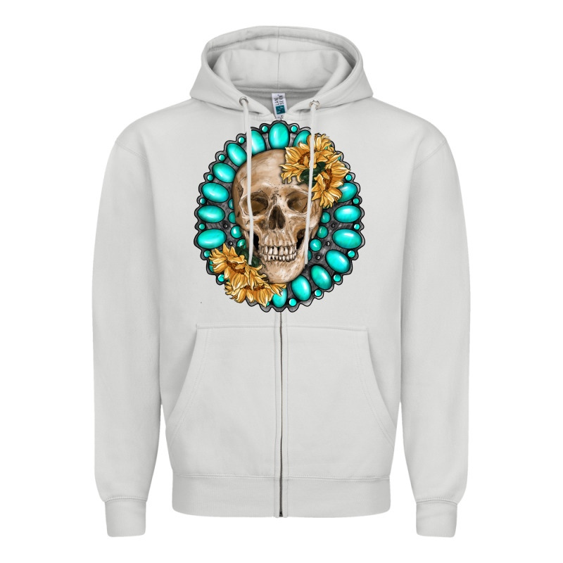 Skull With Gemstone And Sunflower Zipper Hoodie by RanaPortraitStore | Teevron