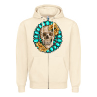 Sandshell skull with gemstone and sunflower Zipper Hoodie - RanaPortraitStore