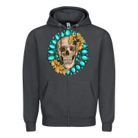 Smoke skull with gemstone and sunflower Zipper Hoodie - RanaPortraitStore
