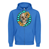 True Royal skull with gemstone and sunflower Zipper Hoodie - RanaPortraitStore