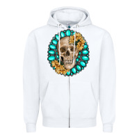 White skull with gemstone and sunflower Zipper Hoodie - RanaPortraitStore