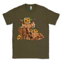 Army Green highland cow family Classic Tee - RanaPortraitStore