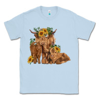 Dusty Blue highland cow family Classic Tee - RanaPortraitStore