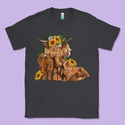 Highland Cow Family Classic Tee Designed By Ranaportraitstore