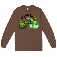 Chestnut Happy Go Lucky Rainbow Shamrocks And Pot Of Gold Long Sleeve Tee - RanaPortraitStore
