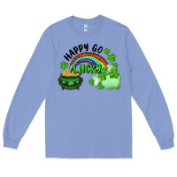 Colony Blue Happy Go Lucky Rainbow Shamrocks And Pot Of Gold Long Sleeve Tee - RanaPortraitStore