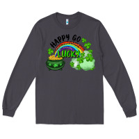Smoke Happy Go Lucky Rainbow Shamrocks And Pot Of Gold Long Sleeve Tee - RanaPortraitStore