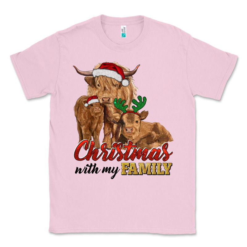 Christmas With My Family Highland Cow Cattle And Calves Classic Tee by RanaPortraitStore | Teevron