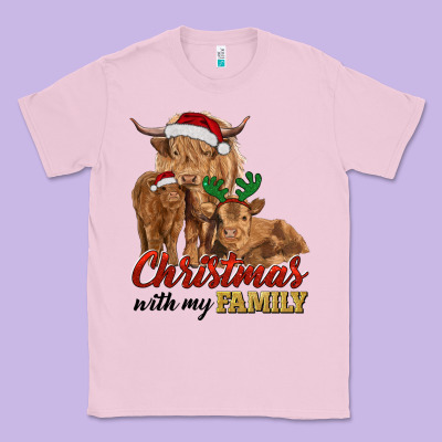 Christmas With My Family Highland Cow Cattle And Calves Classic Tee Designed By Ranaportraitstore