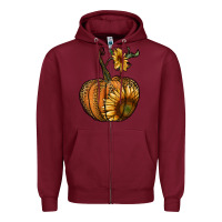 Burgundy pumpkin with sunflower Zipper Hoodie - RanaPortraitStore
