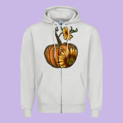 Pumpkin With Sunflower Zipper Hoodie Designed By Ranaportraitstore