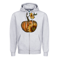 Heather Grey pumpkin with sunflower Zipper Hoodie - RanaPortraitStore