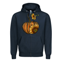 Navy pumpkin with sunflower Zipper Hoodie - RanaPortraitStore