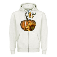 Oatmeal Heather pumpkin with sunflower Zipper Hoodie - RanaPortraitStore