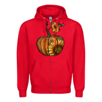 Red pumpkin with sunflower Zipper Hoodie - RanaPortraitStore