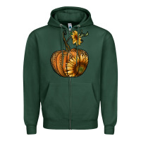 Sports Green pumpkin with sunflower Zipper Hoodie - RanaPortraitStore