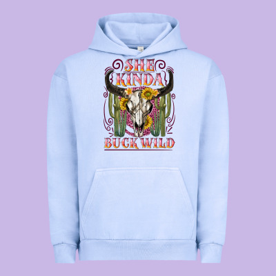 She Kinda Buck Wild With Bull Skull Urban Hoodie Designed By Nancycooperartshop