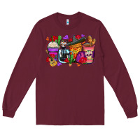 Burgundy day of the dead coffee cups Long Sleeve Tee - Zillion Design Studio