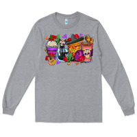 Heather Grey day of the dead coffee cups Long Sleeve Tee - Zillion Design Studio