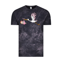 Cloud Black stork with baby girl Vintage Tee - BarkalooDesign