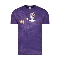 Cloud Purple stork with baby girl Vintage Tee - BarkalooDesign