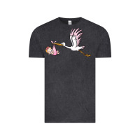 Vintage Black stork with baby girl Vintage Tee - BarkalooDesign
