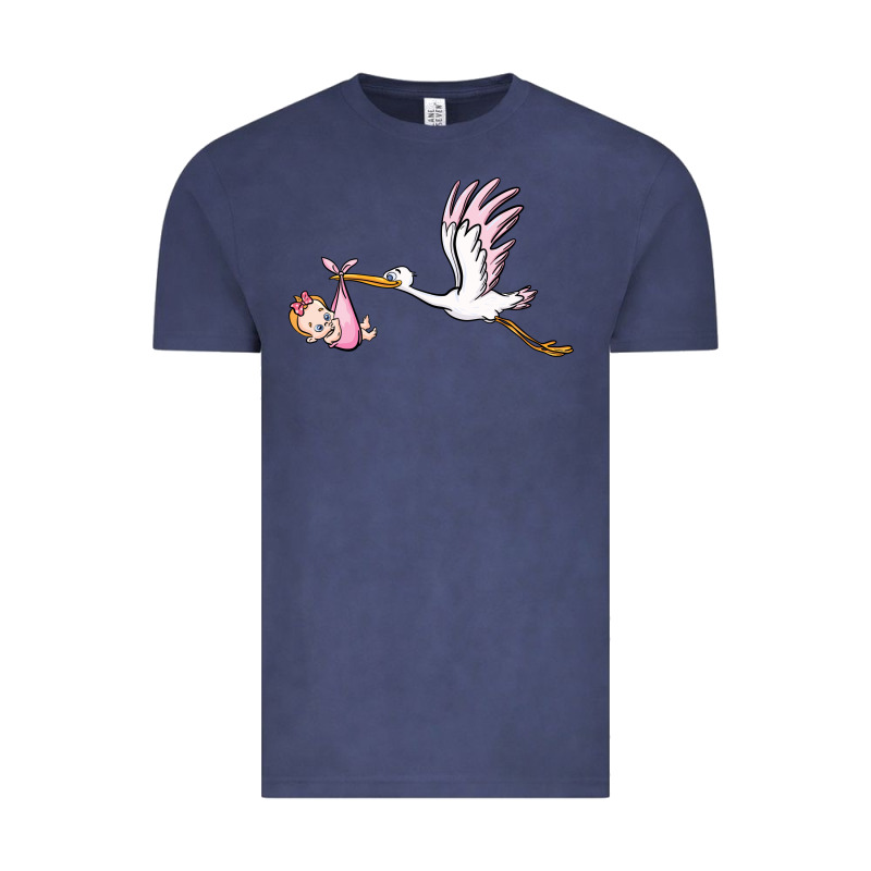 Stork With Baby Girl Vintage Tee by BarkalooDesign | Teevron