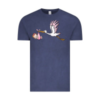 Vintage Denim stork with baby girl Vintage Tee - BarkalooDesign