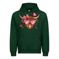 Forest Green valentines day long haired cow Urban Hoodie - MaliasSmallBusiness