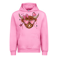 Fuchsia Pink valentines day long haired cow Urban Hoodie - MaliasSmallBusiness