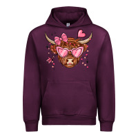 Mauve Wine valentines day long haired cow Urban Hoodie - MaliasSmallBusiness