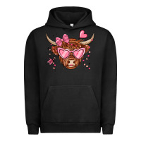 Pigment Black valentines day long haired cow Urban Hoodie - MaliasSmallBusiness