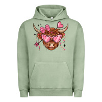 Pigment Oil Green valentines day long haired cow Urban Hoodie - MaliasSmallBusiness
