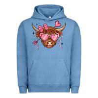 Pigment Pebble Blue valentines day long haired cow Urban Hoodie - MaliasSmallBusiness