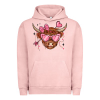 Pigment Salmon valentines day long haired cow Urban Hoodie - MaliasSmallBusiness