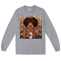 Heather Grey melanin kid Long Sleeve Tee - texasbilliewilder
